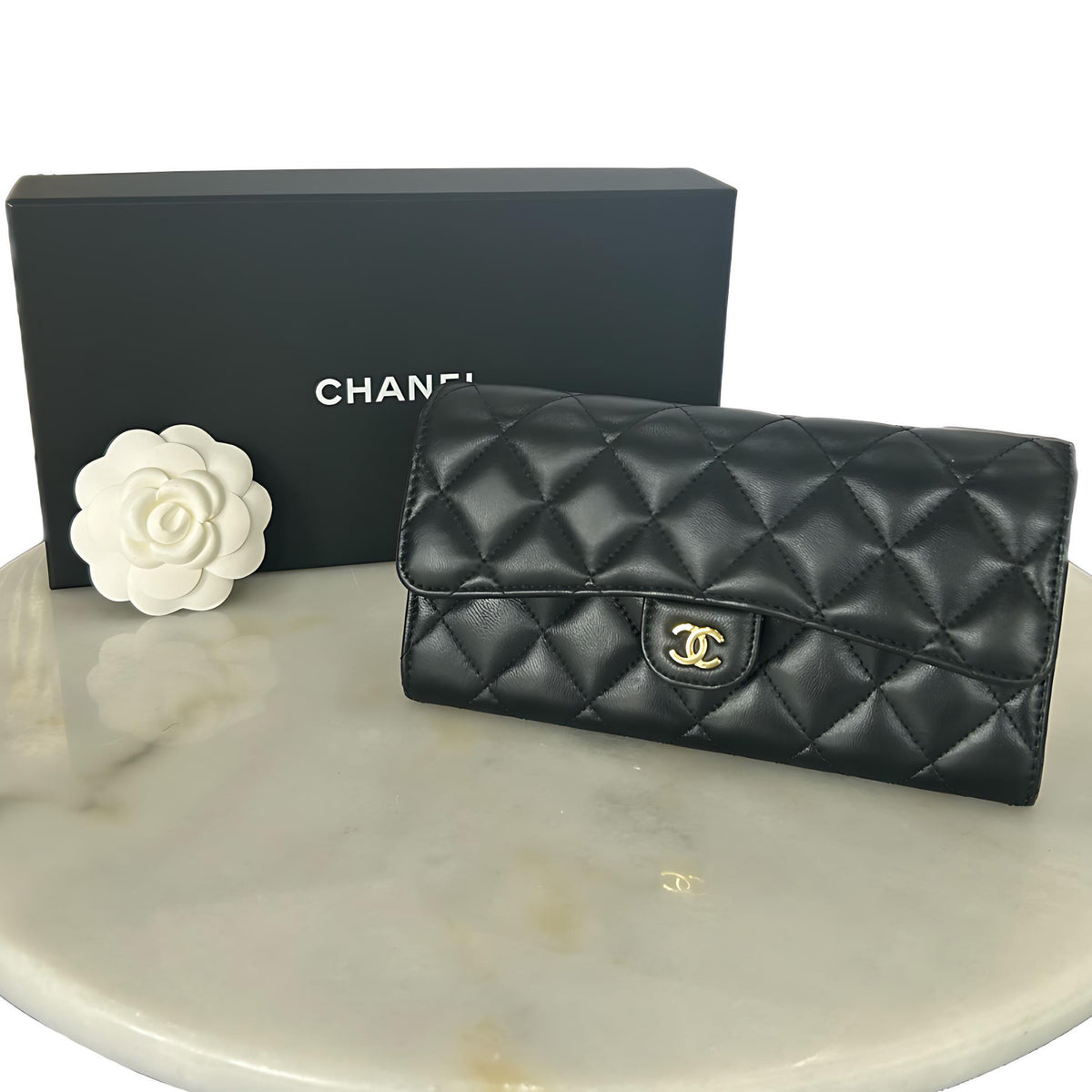 CHANEL - Classic Flap Long Quilted Black Wallet