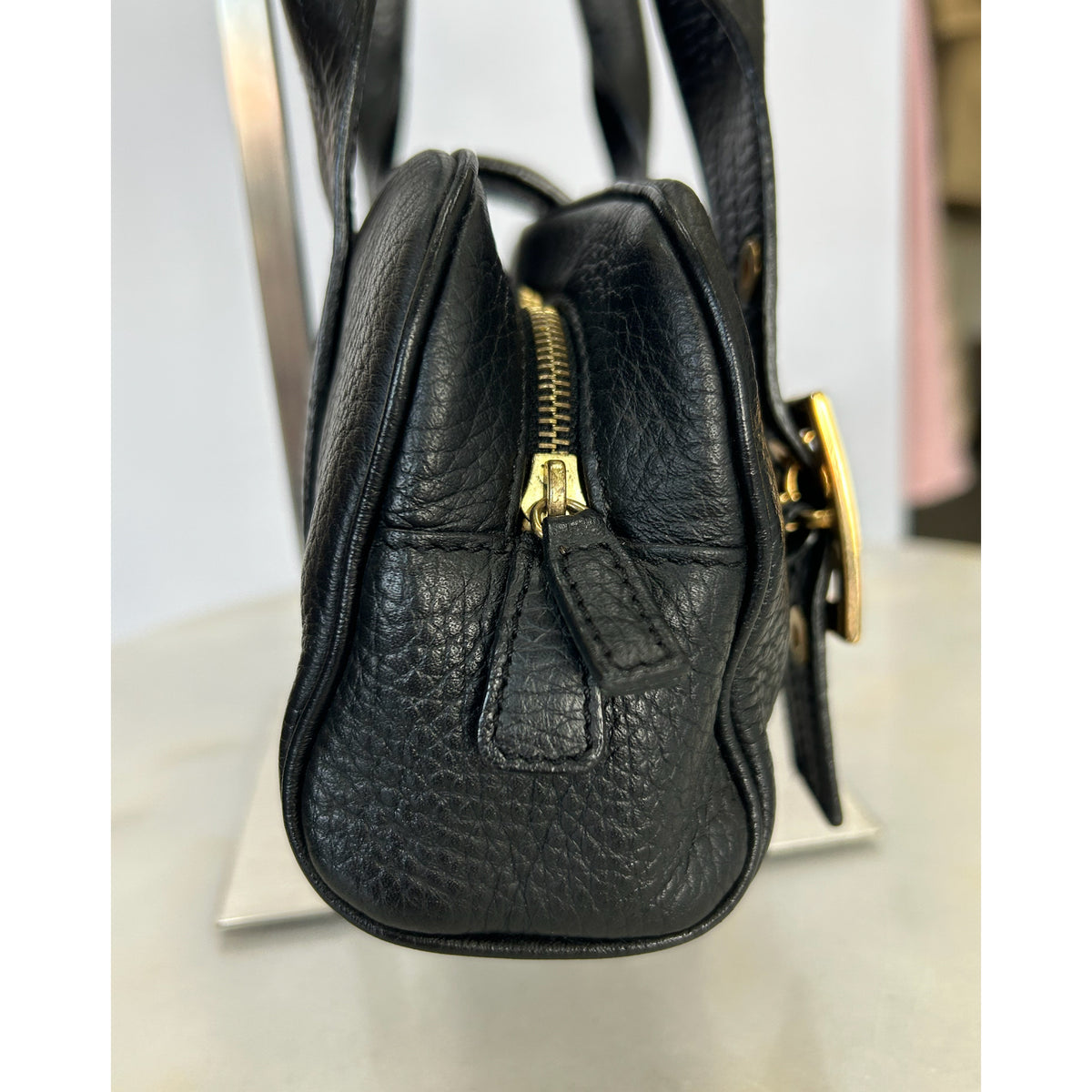 VERSACE - Black Leather  Shoulder Bag