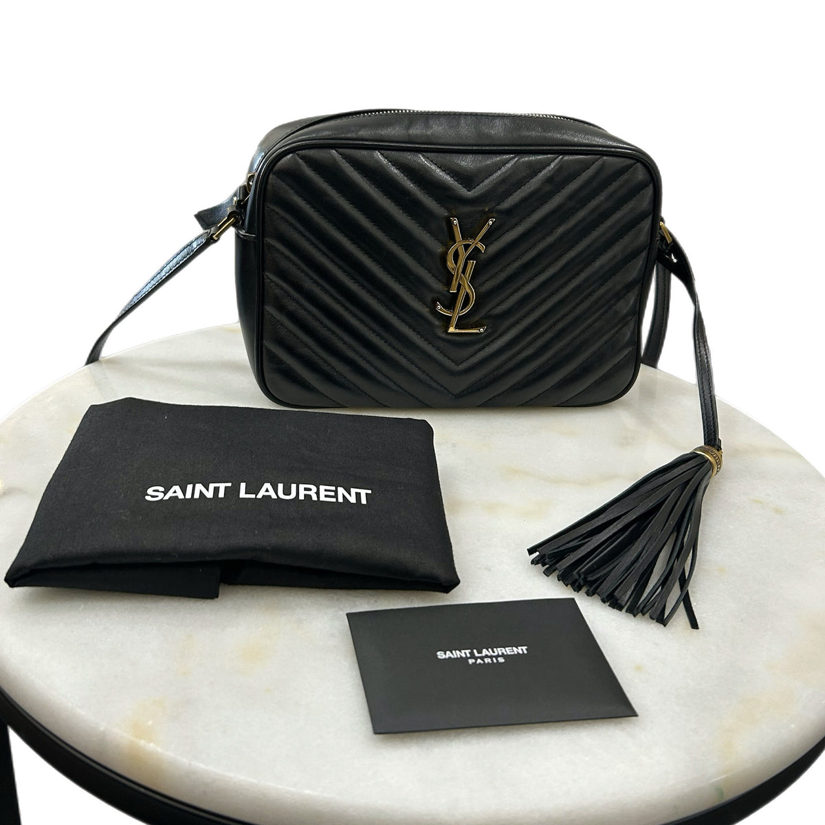 SAINT LAURENT - Lou Black Soft Quilted Leather Camera Bag