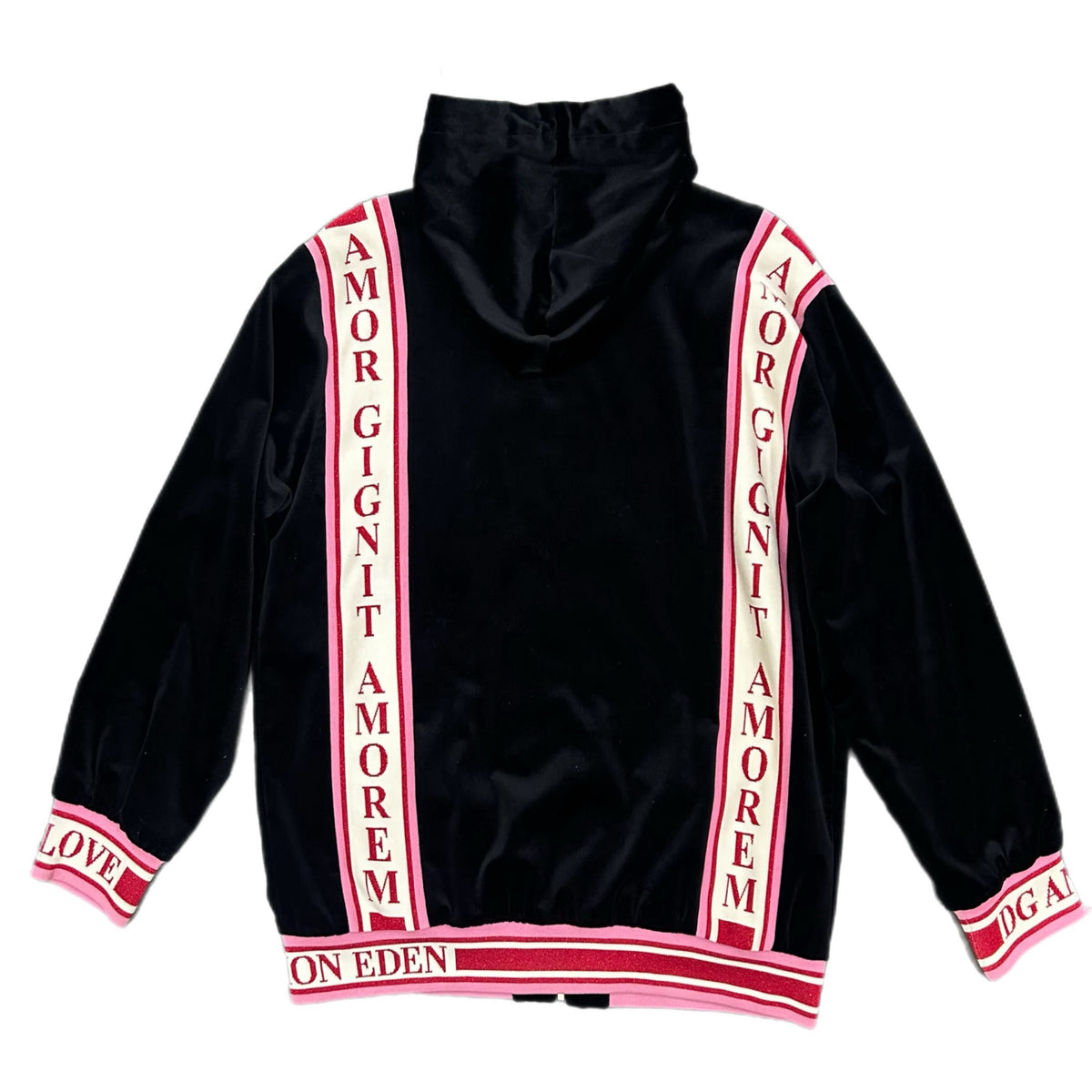 DOLCE & GABBANA - Velvet Hooded Jacket ‘Love Begets Love’ Sz IT 44