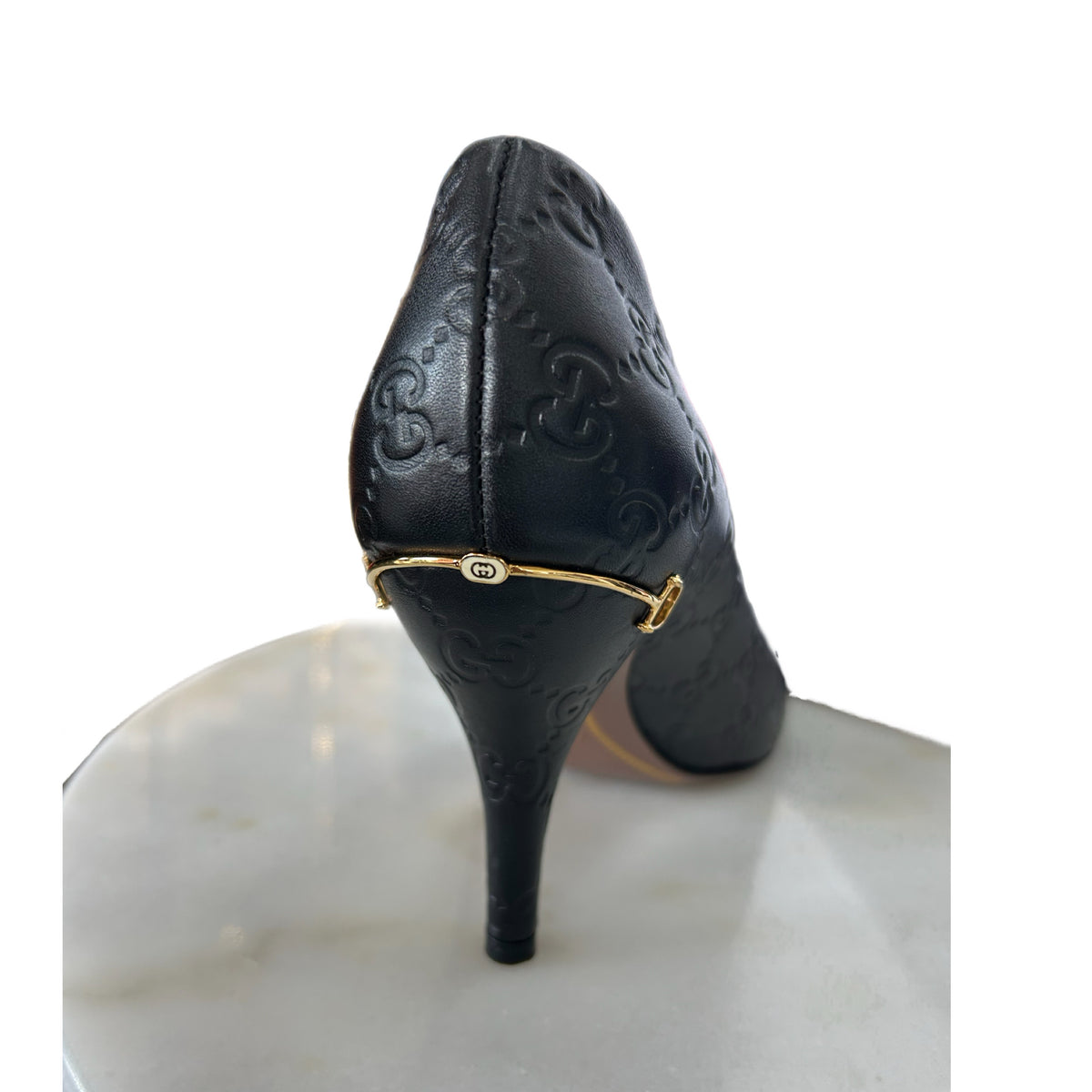 GUCCI - Black Guccisimma Horsebit Heels Sz 38