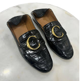CHLOE - Black Croc C Loafers Sz 38