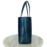 CHRISTIAN LOUBOUTIN - Blue Alligator Embossed Cabata Tote