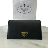 PRADA - Black Saffiano Triangle Wallet