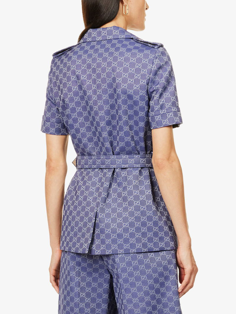 GUCCI - GG Monogram-Jacquard Cotton Jacket Sz 40