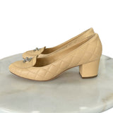 CHANEL - CC Quilted Leather Block Heels Sz 38.5