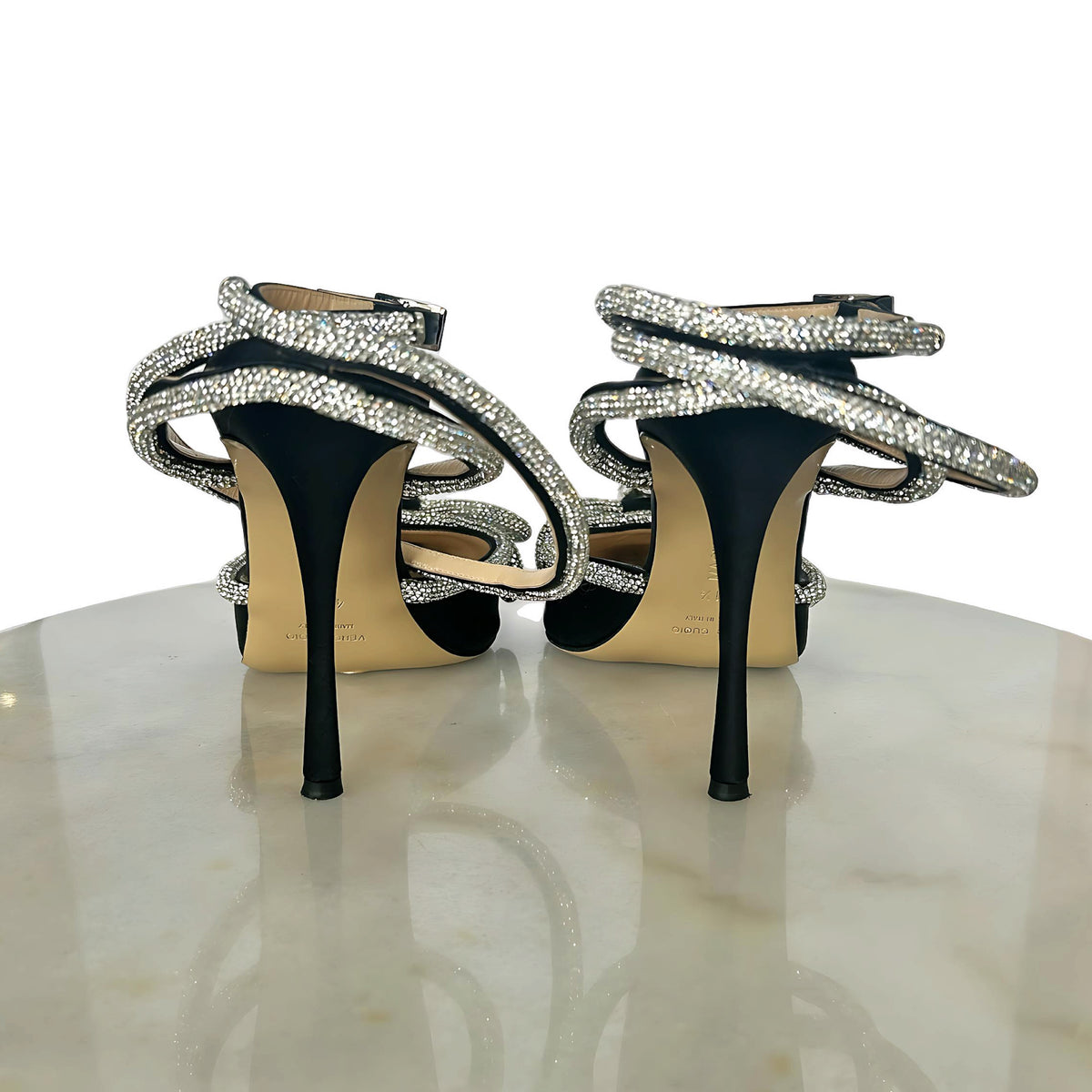 MACH & MACH - Double Bow Embellished Black Satin Pumps 41.5