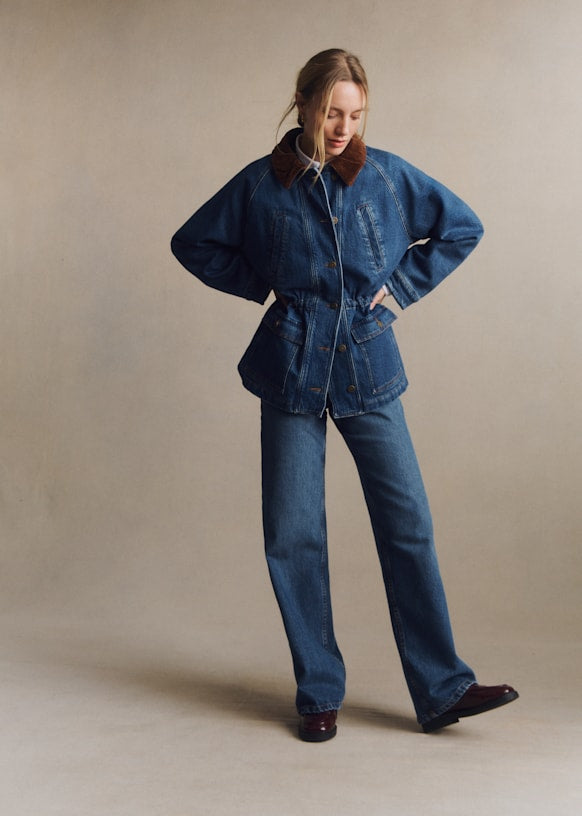 SEZANE - Edgard Denim Blue Coat AUS 12-14