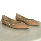 VALENTINO - Nude Ballerina Rockstud Flats Sz 39.5