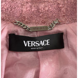 VERSACE - Double-Breasted Bouclé Tweed Jacket in Pink Sz IT 42