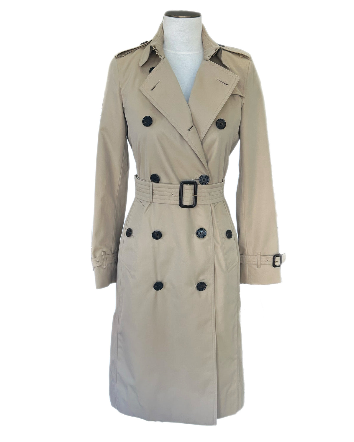 BURBERRY - Mid-length Kensington Heritage Trench Coat in Honey Sz IT 36