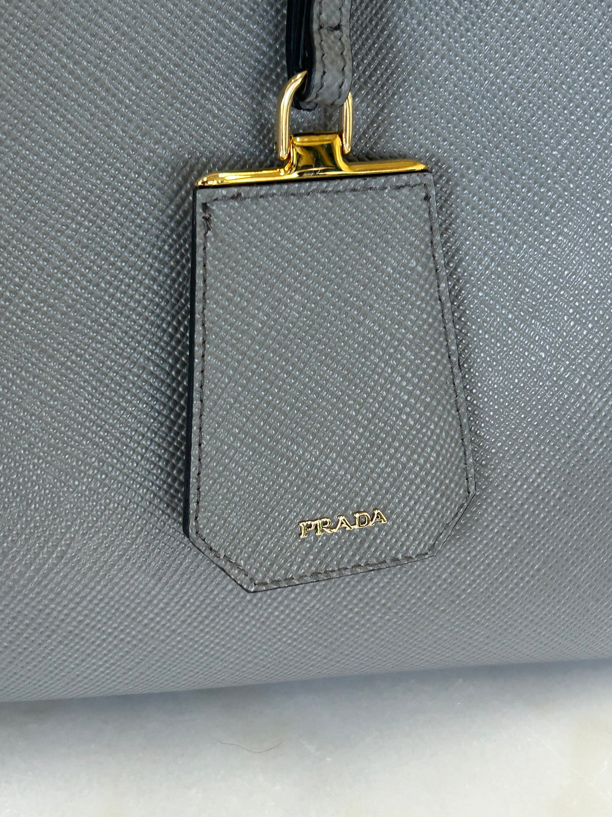 PRADA - Saffiano Double Bag / Grey & Burgundy