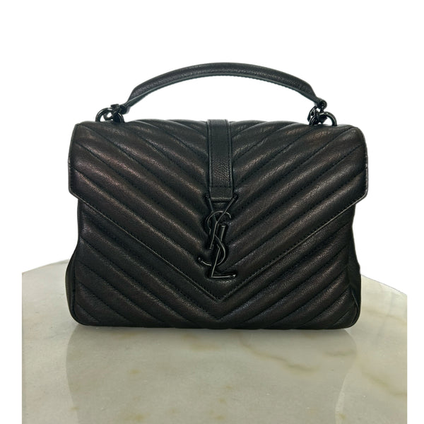 SAINT LAURENT - College Medium Bag in Black Quilted Leather