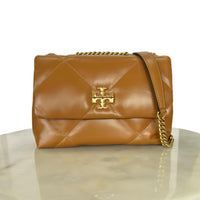 TORY BURCH - Kira Diamond Quilt Small Tan Shoulder Bag