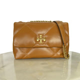 TORY BURCH - Kira Diamond Quilt Small Tan Shoulder Bag