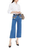 DOLCE & GABBANA - Embellished Cropped Wide Leg Jeans Sz IT 44