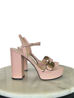 GUCCI - Pink Leather GG Marmont Block Sandals
Size EU 38