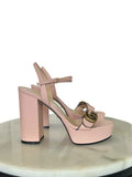 GUCCI - Pink Leather GG Marmont Block Sandals
Size EU 38