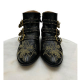 CHLOÉ - Susanna Studded Ankle Boots Black & Gold Sz 35