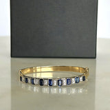 18ct Yellow Gold & Palladium Diamond & Sapphire Bangle
