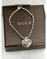 GUCCI - Love Britt Interlocking GG Heart - Silver & Opal Set