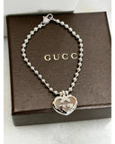 GUCCI - Love Britt Interlocking GG Heart - Silver & Opal Set