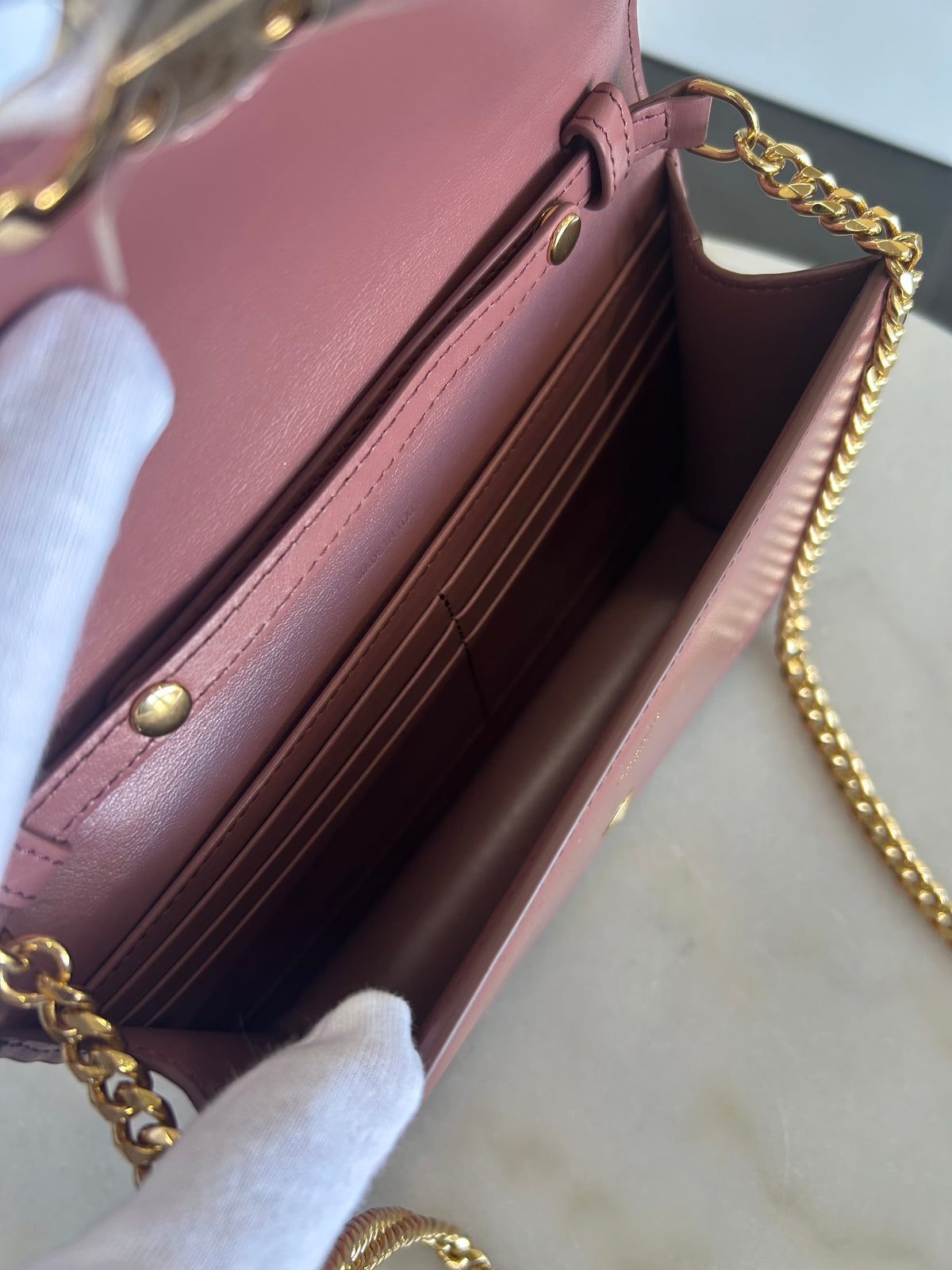 CELINE - Wallet on Chain Margo - Vintage Rose