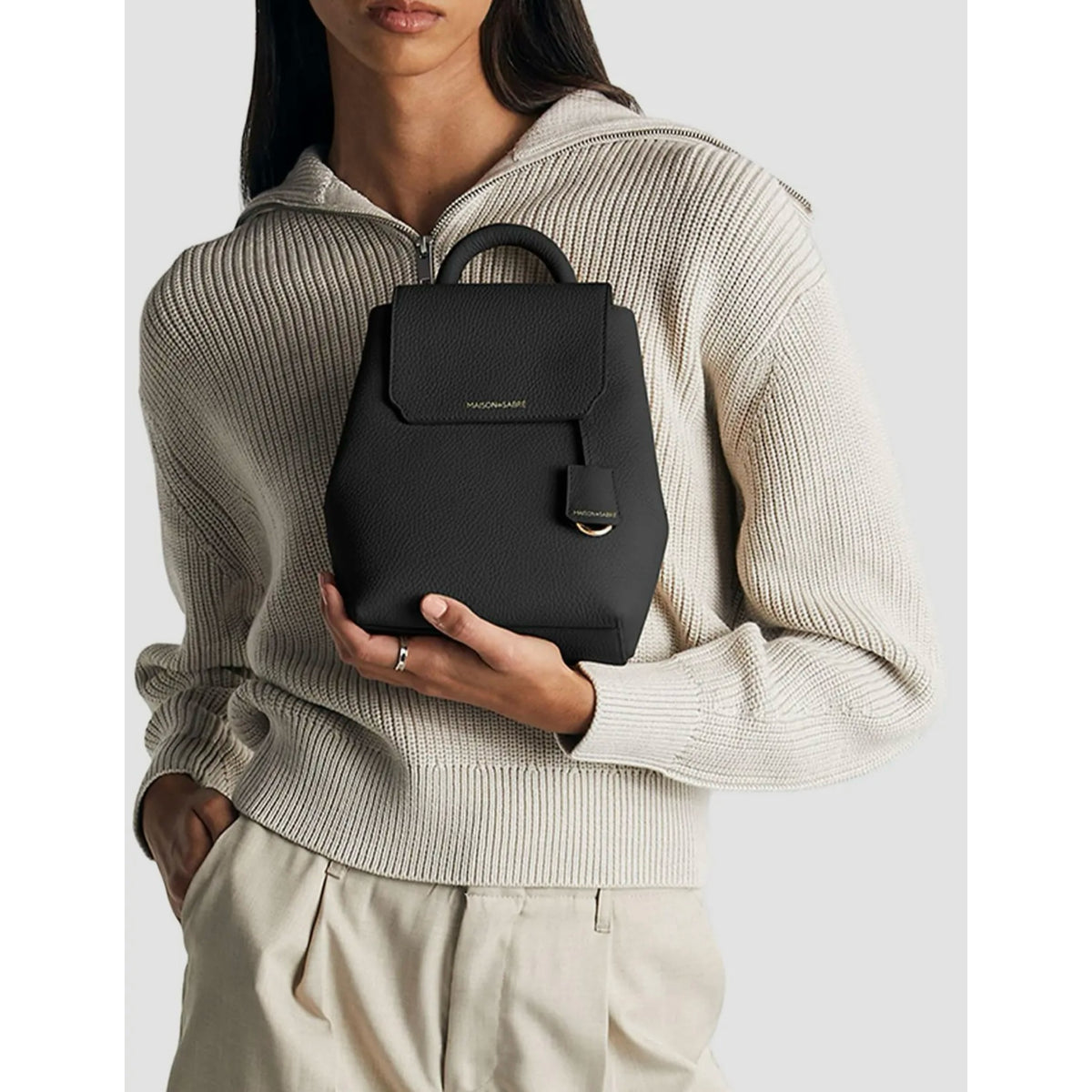 MAISON de SABRÉ - Mini Black Soft Leather Backpack