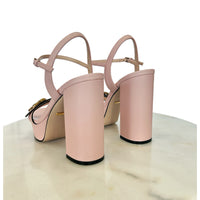 GUCCI - Pink Leather GG Marmont Block Sandals
Size EU 38