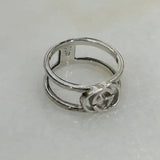 GUCCI - Interlocking GG Wide Silver Ring Sz 19