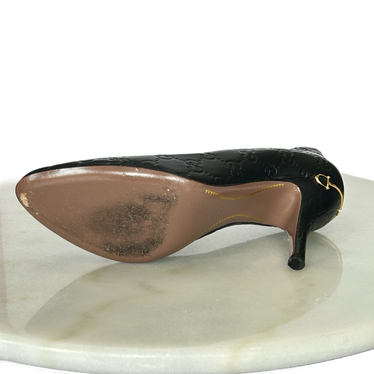 GUCCI - Black Guccisimma Horsebit Heels Sz 38