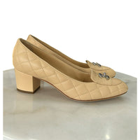 CHANEL - CC Quilted Leather Block Heels Sz 38.5
