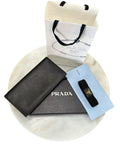 PRADA - Saffiano Black Leather Travel Wallet