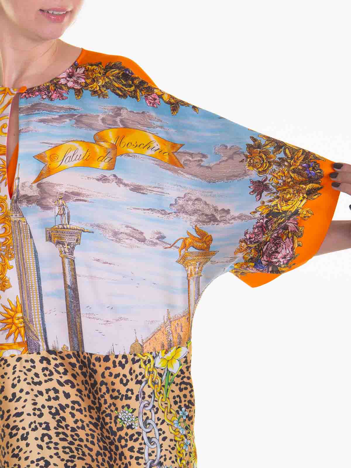 MOSCHINO - Silk Twill Foulard Print Dress Sz 44
