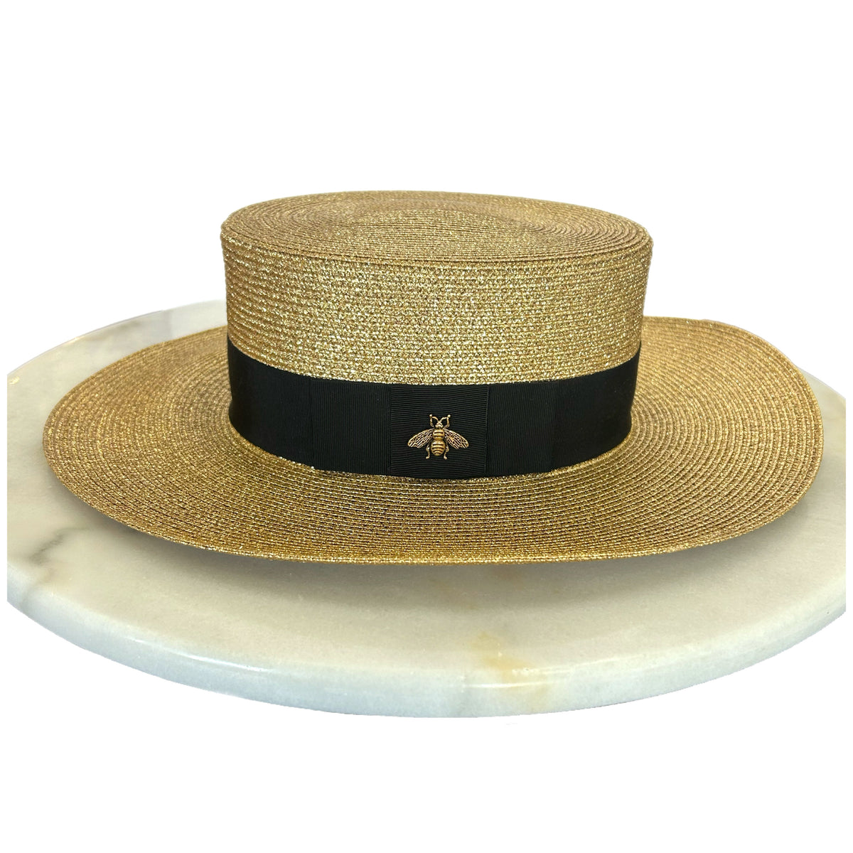 GUCCI - Bee Embellished Lamé Straw Hat