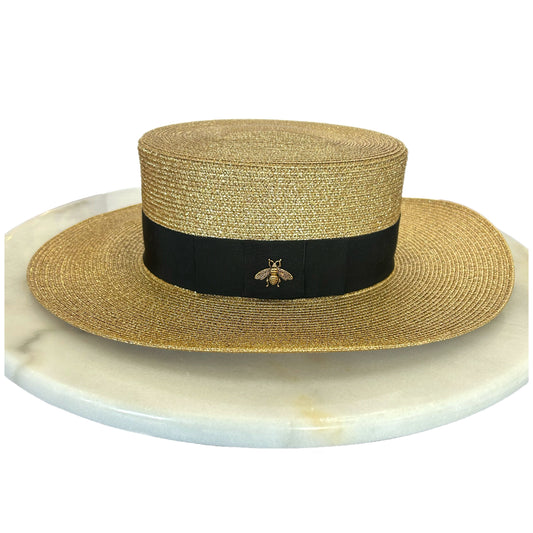 GUCCI - Bee Embellished Lamé Straw Hat