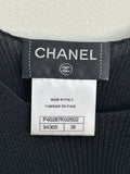 CHANEL - Black Ribbed Tank Top Sz 38