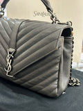SAINT LAURENT - College Medium Bag - Grey Quilted Leather