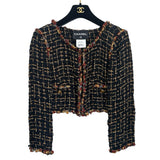 CHANEL - Black & Gold Tweed Jacket Sz 38