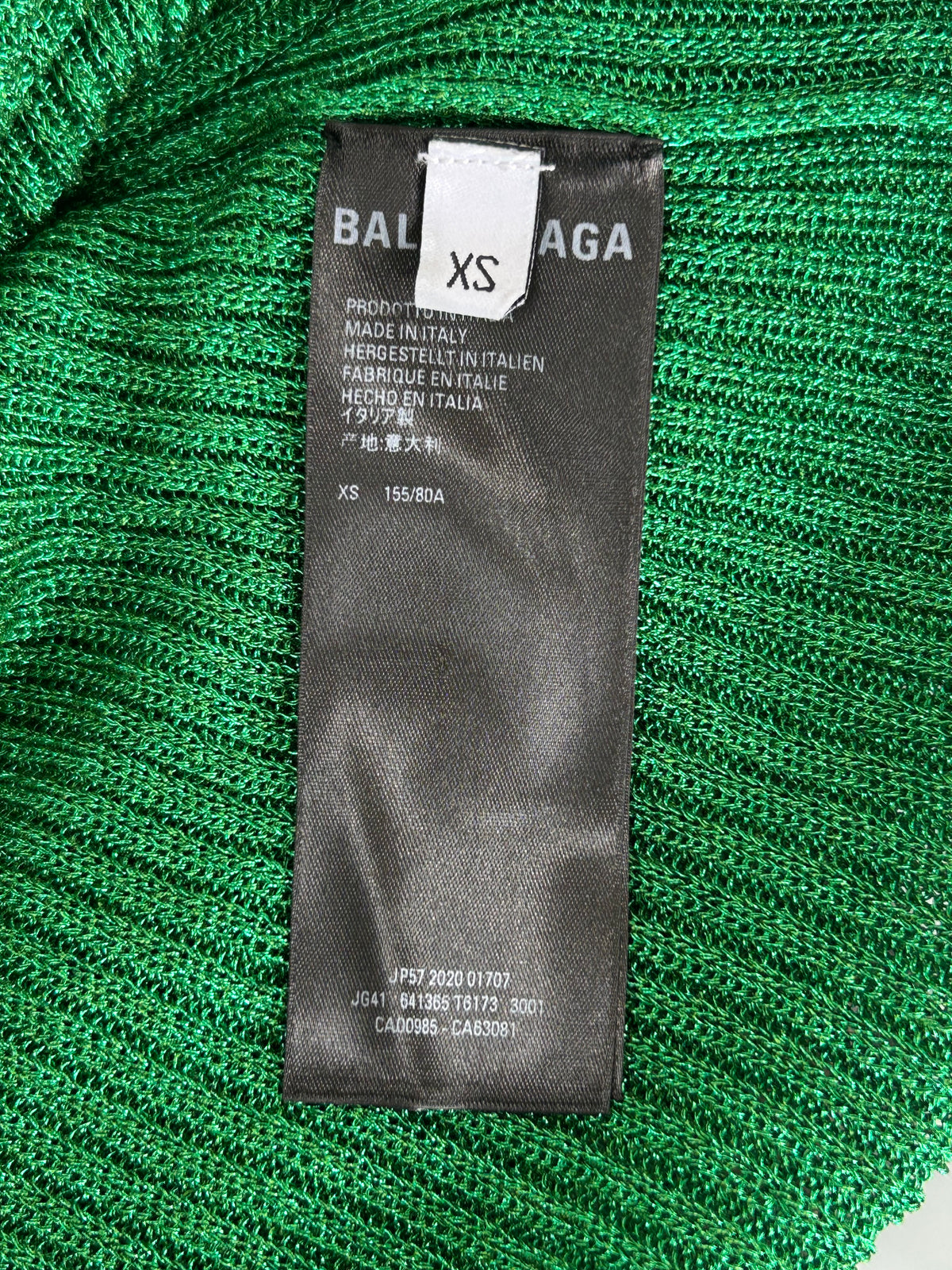 BALENCIAGA - Green Metallic Rib-knit Roll Neck Dress - Suit AUS 8-10