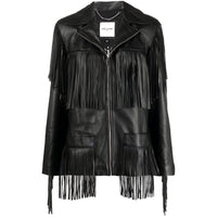 Each X Other - Fringe Detail Black Leather Jacket Sz M