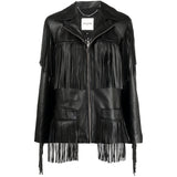 Each X Other - Fringe Detail Black Leather Jacket Sz M