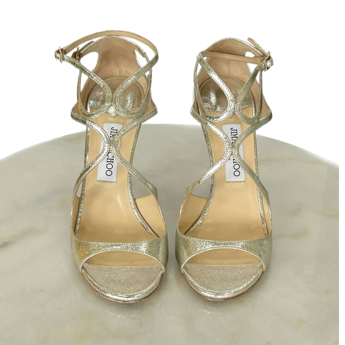 JIMMY CHOO - Lang Sandals in Champagne Sz 39
