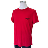 BALMAIN - Embroidered Logo Red T-Shirt Sz XL / Suit AUS M/L