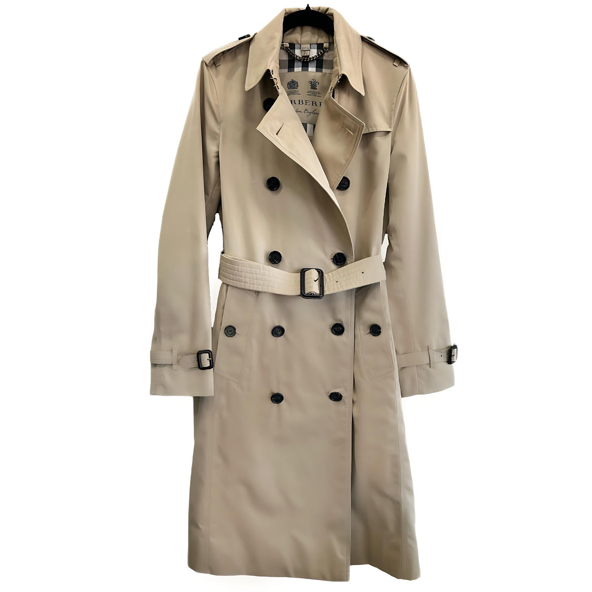 BURBERRY - Mid-length Kensington Heritage Trench Coat in Honey Sz IT 36