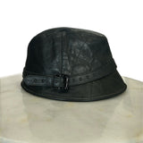 BURBERRY - Black Leather Hat Sz M