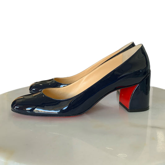 CHRISTIAN LOUBOUTIN - Miss Sab 55mm Marine Block Heels Sz 39