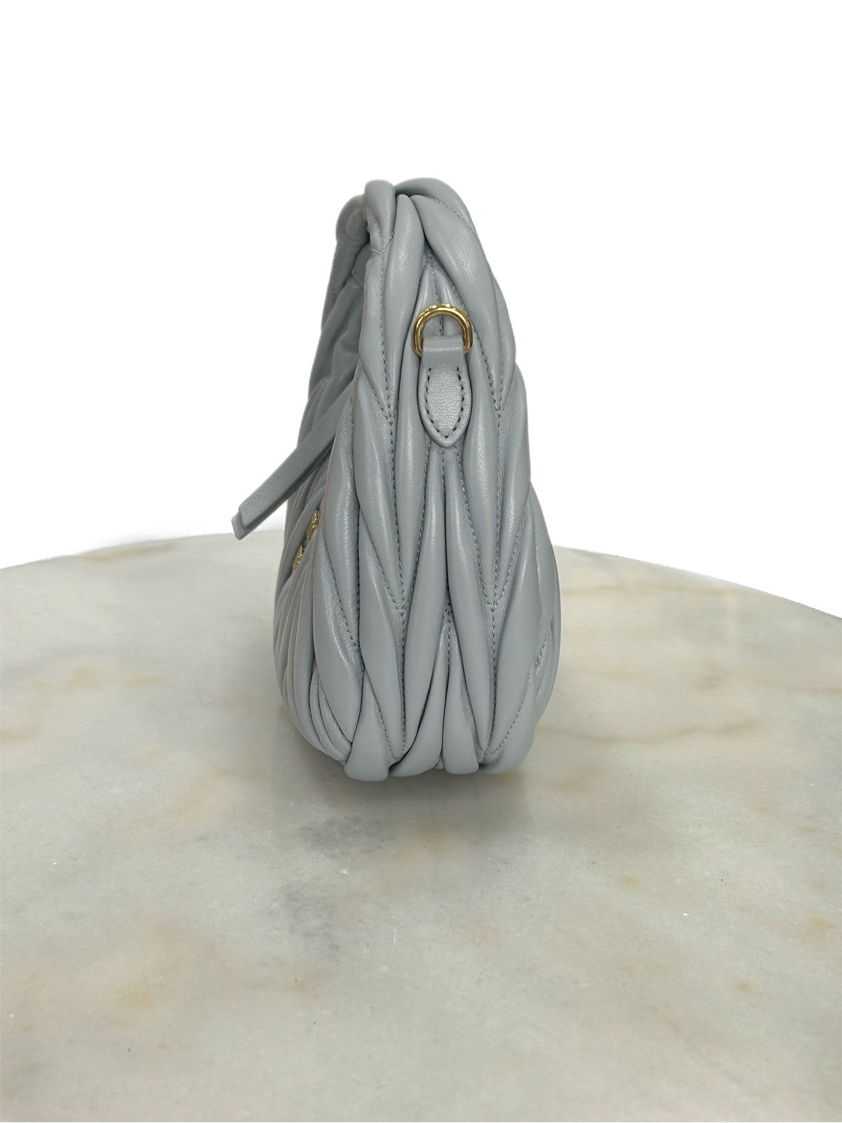 MIU MIU - Wander Matelassé Leather Hobo Mini-Bag - Pearl Grey