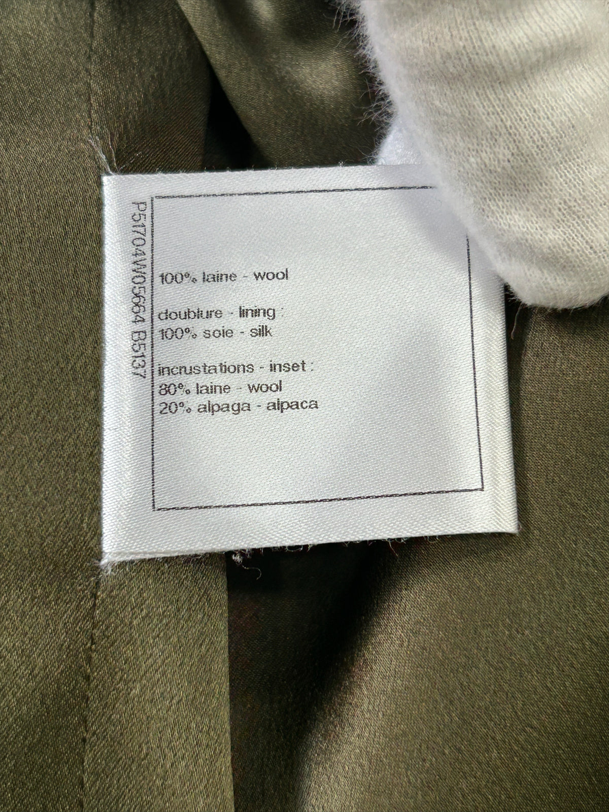 CHANEL - Khaki Wool/Alpaca Coat Size FR 44 / AUS 12