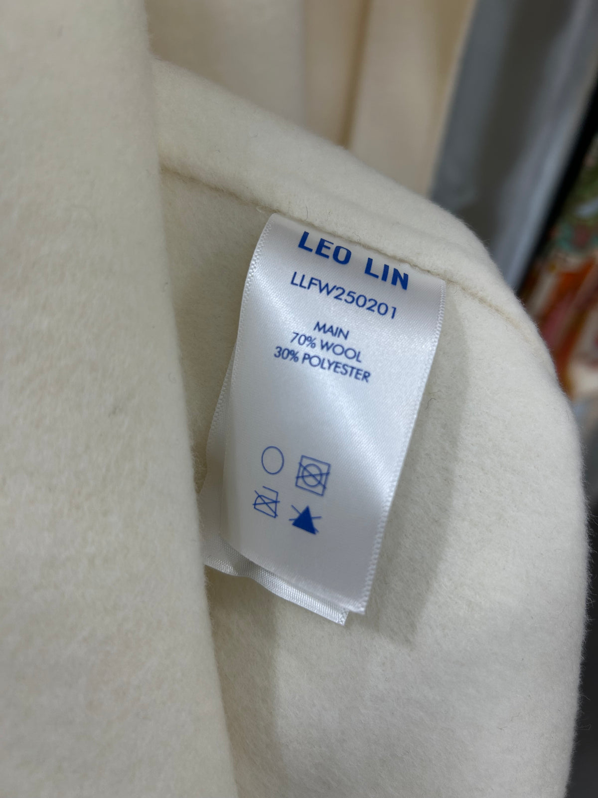 LEO LIN - Celestine Appliqué Wool Coat in Snow Sz S